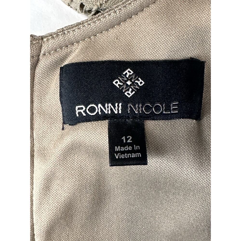 Ronni Nicole Women's Tan Lace Overlay Dress Size 12 Classic Dressy - Picture 10 of 16